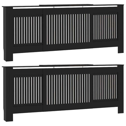 Copertura per radiatori 2 pcs Nero 205 x 20,5 x 81,5cm