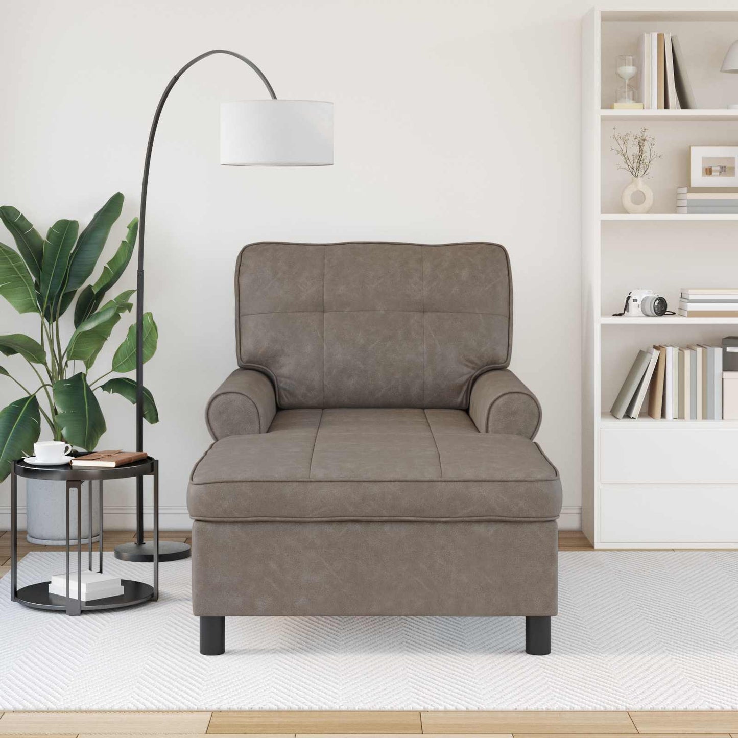 Chaise Lounge Grigio 91 x 157 x 91 cm Pelle Sintetica