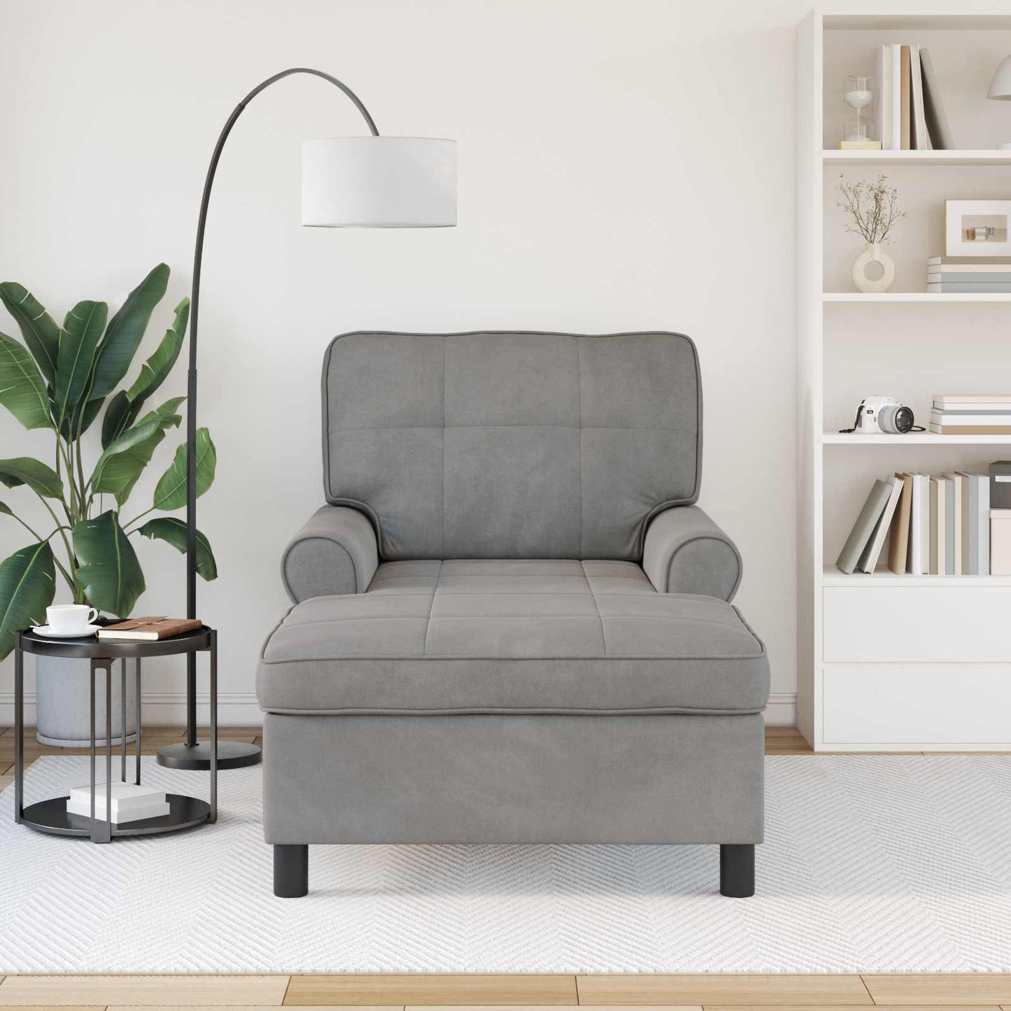 Chaise Lounge Grigio chiaro 91 x 157 x 91 cm Velluto