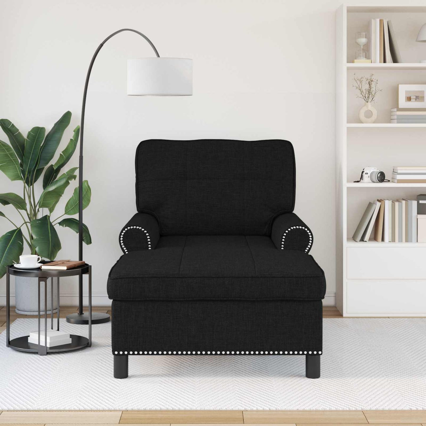Chaise Lounge con cuscino Nero 91 x 157 x 91 cm Tessuto