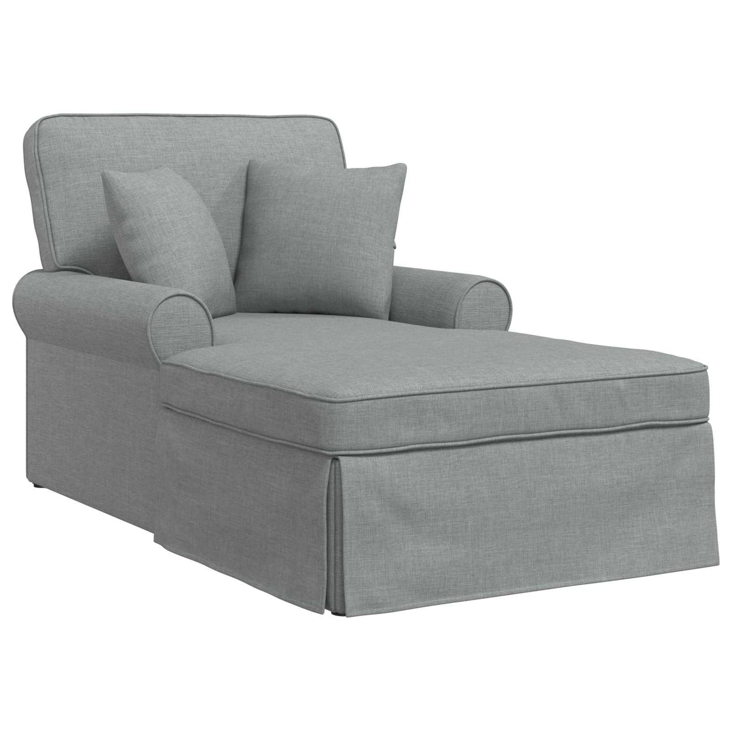 Chaise Longe con Gonna con cuscino 3 pcs Grigio chiaro Tessuto