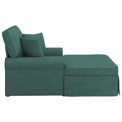 Chaise Longe con Gonna con cuscino 3 pcs Verde Scuro Tessuto
