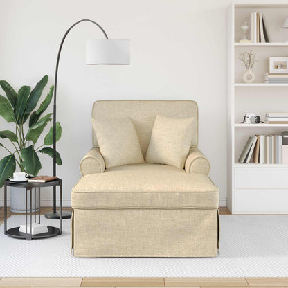 Chaise Longe con Gonna con cuscino 3 pcs Crema Tessuto