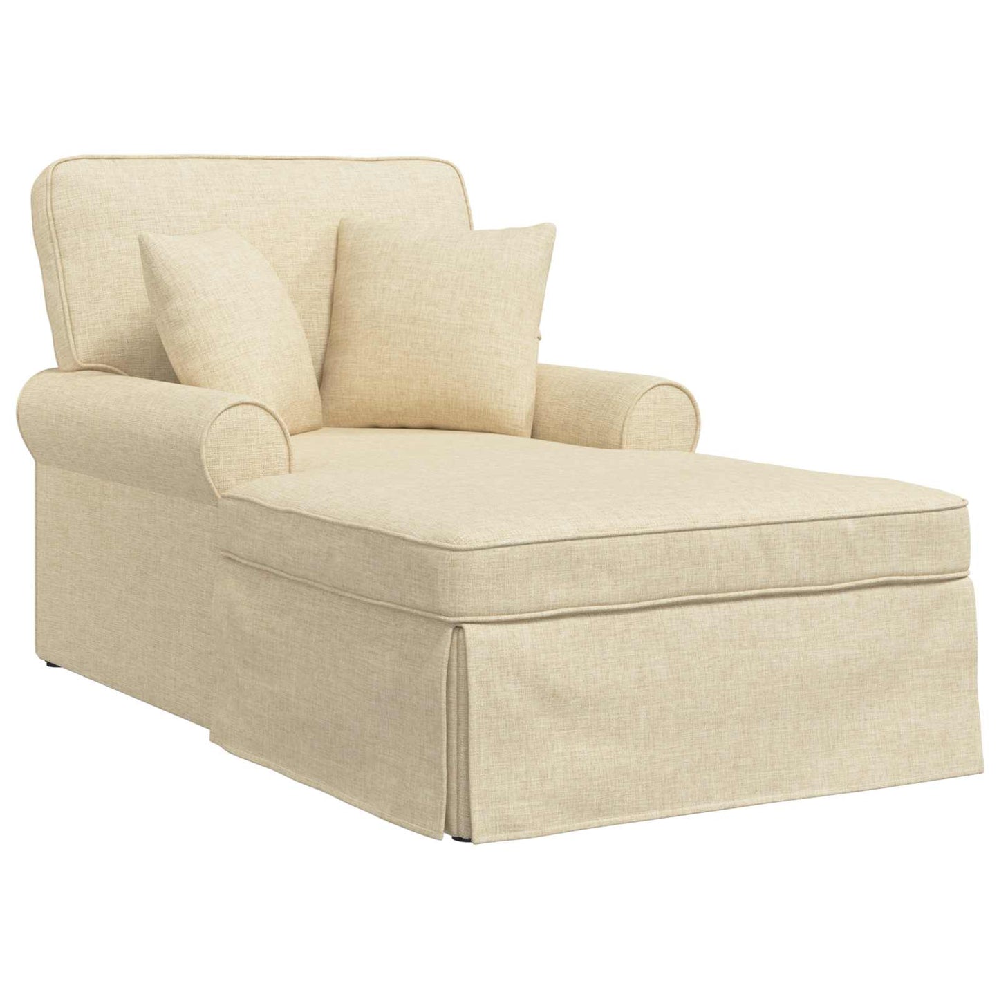 Chaise Longe con Gonna con cuscino 3 pcs Crema Tessuto