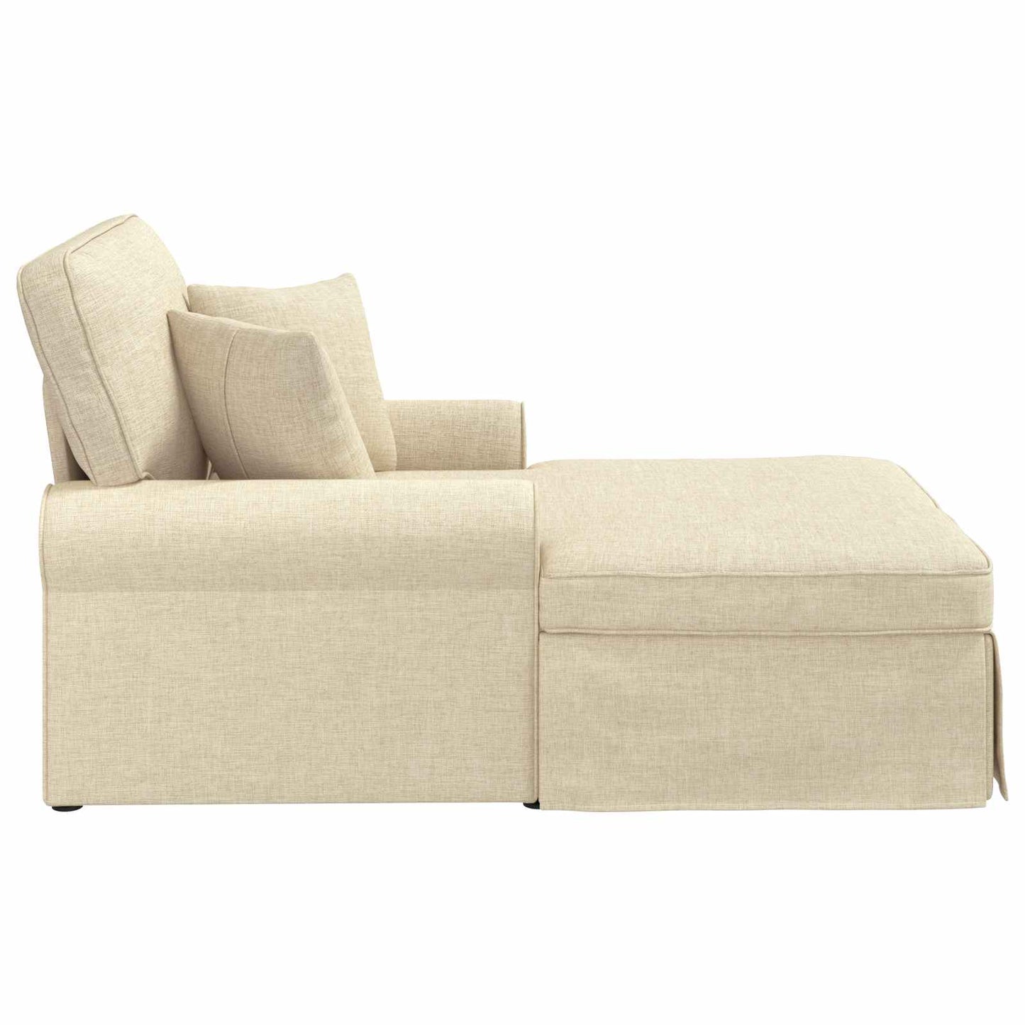 Chaise Longe con Gonna con cuscino 3 pcs Crema Tessuto