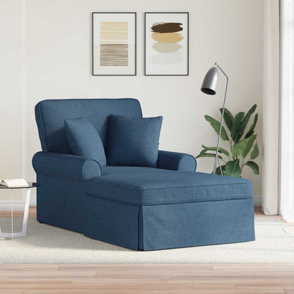 Chaise Longe con Gonna con cuscino 3 pcs Blu Tessuto