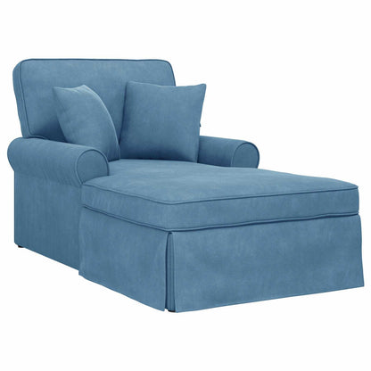 Chaise Longe con Gonna con cuscino 3 pcs Blu Tessuto in Cords