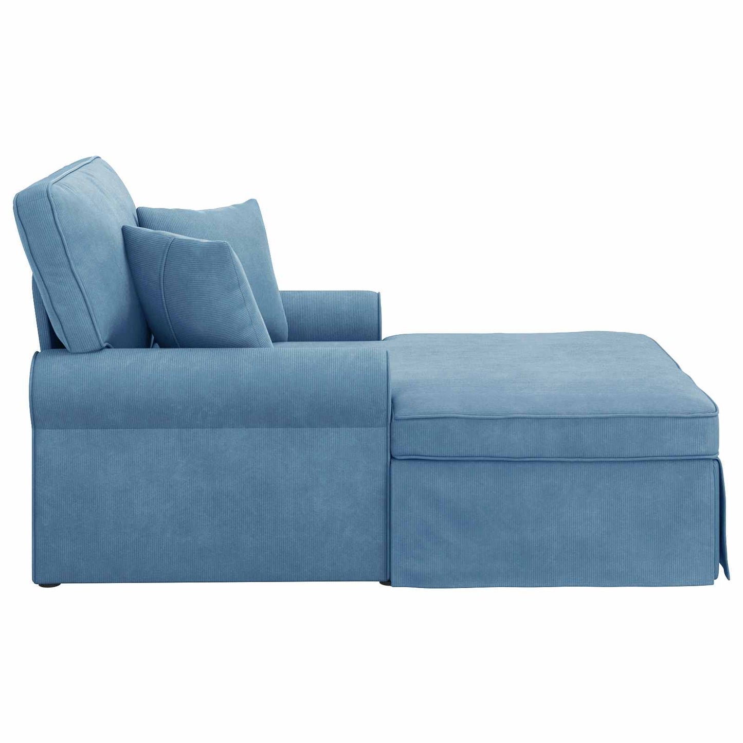 Chaise Longe con Gonna con cuscino 3 pcs Blu Tessuto in Cords