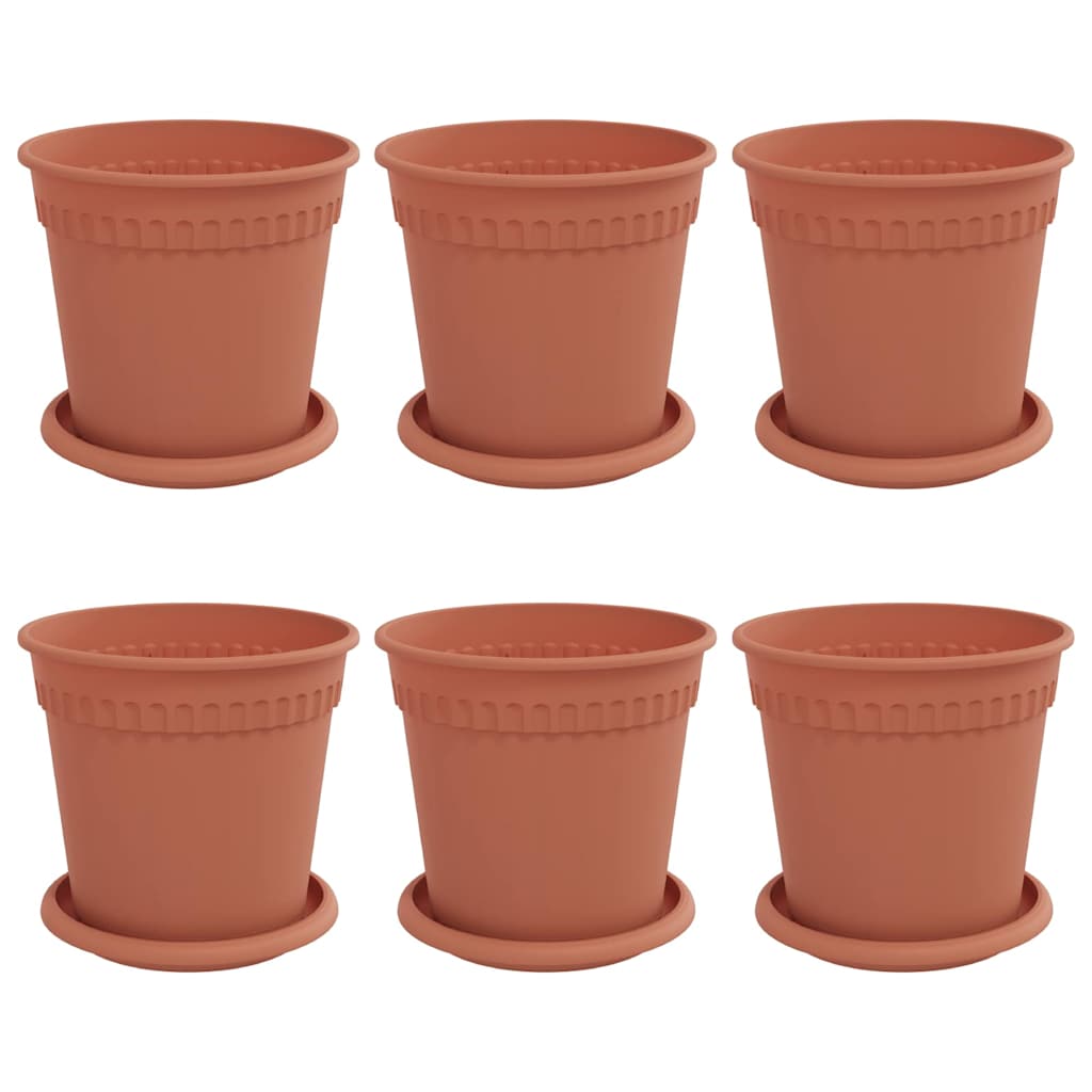 Vasi per Piante 6 pcs Rosso Mattone Ã˜ 17 x 14 cm Plastica