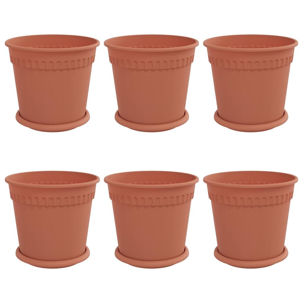 Vasi per Piante 6 pcs Rosso Mattone Ã˜ 19 x 16 cm Plastica