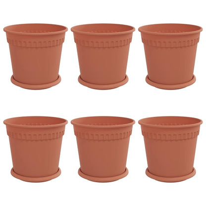 Vasi per Piante 6 pcs Rosso Mattone Ã˜ 19 x 16 cm Plastica
