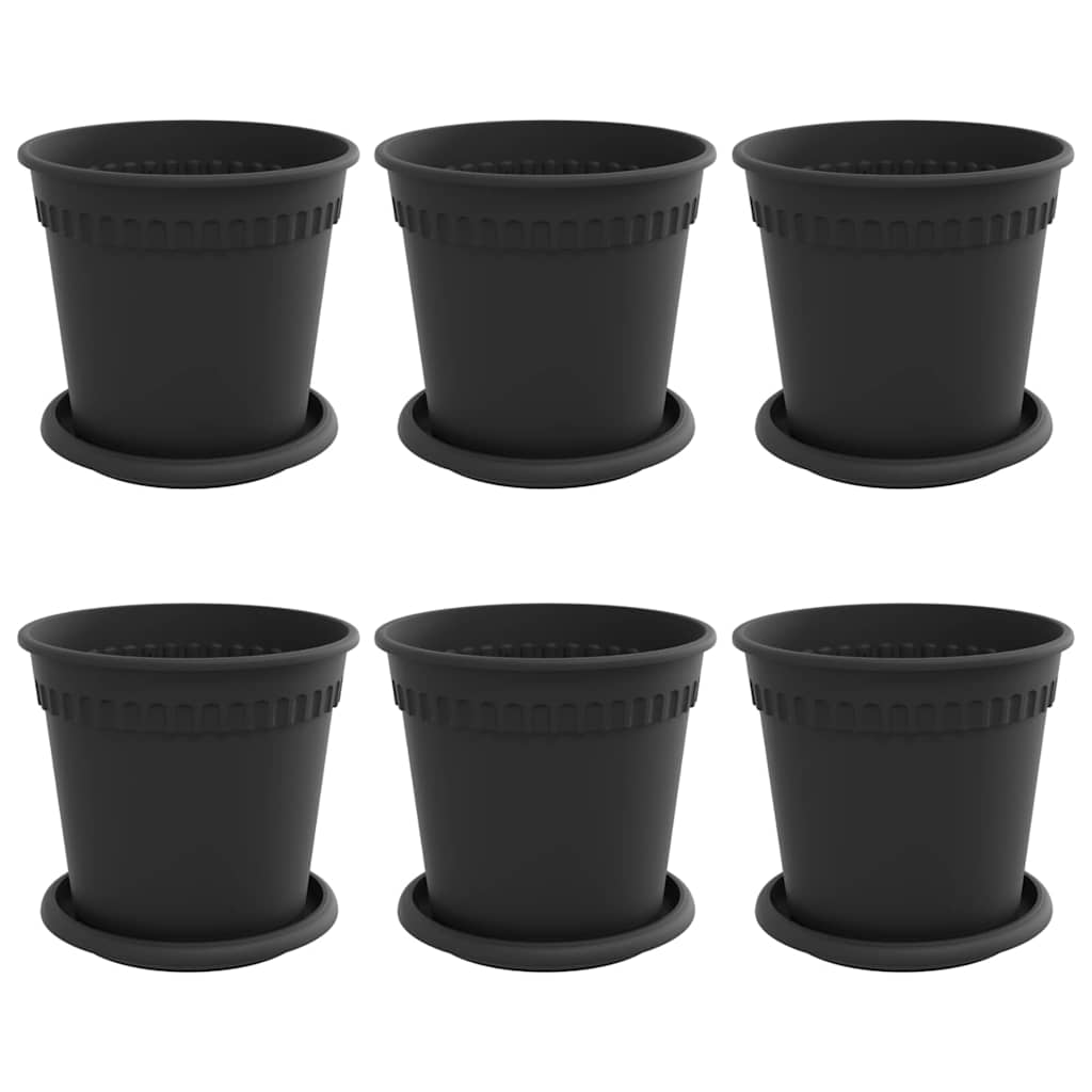Vasi per Piante 6 pcs Nero Ã˜ 17 x 14 cm Plastica