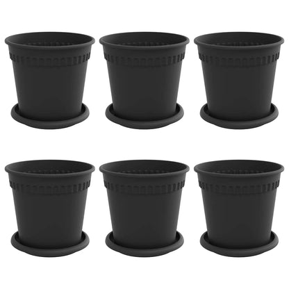 Vasi per Piante 6 pcs Nero Ã˜ 17 x 14 cm Plastica