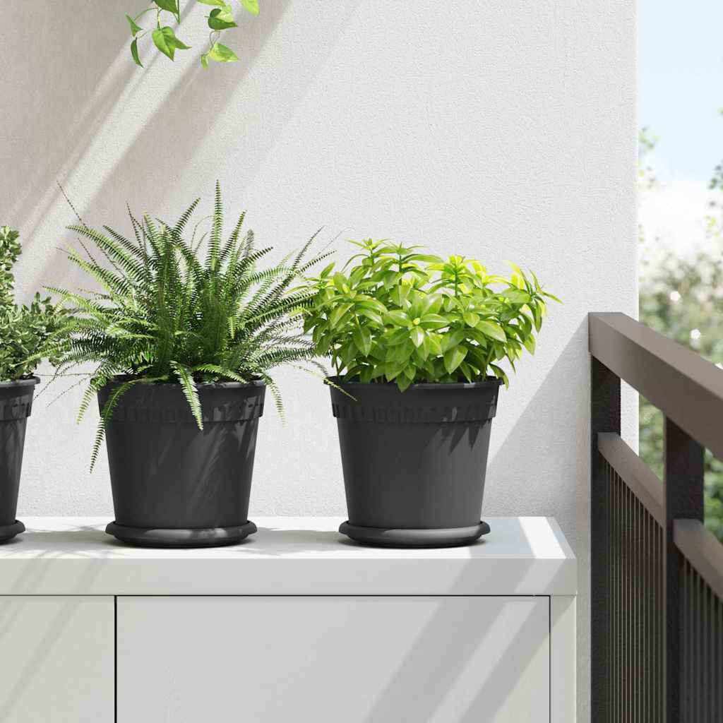 Vasi per Piante 6 pcs Nero ÃƒËœ 19 x 16 cm Plastica