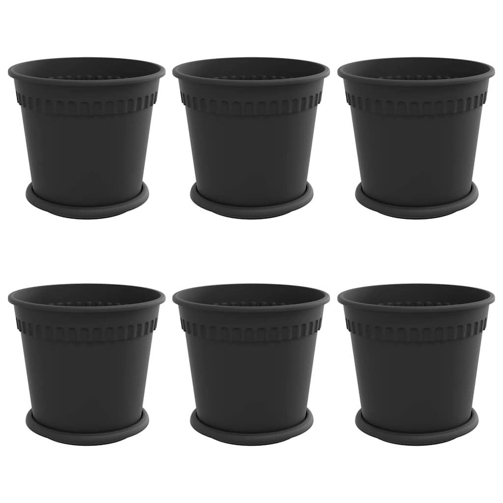 Vasi per Piante 6 pcs Nero ÃƒËœ 19 x 16 cm Plastica