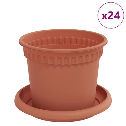Vasi per Piante 24 pcs Rosso Mattone Ã˜ 12,5 x 10 cm Plastica