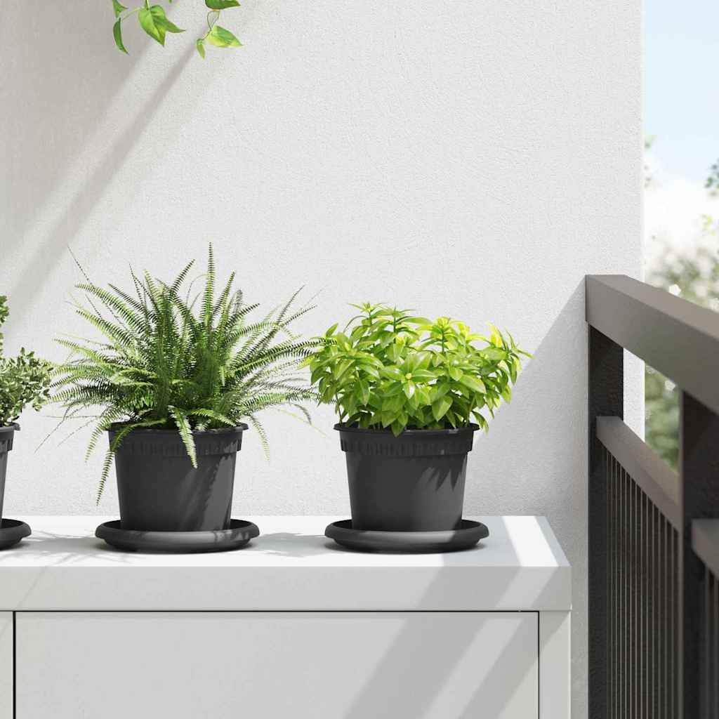 Vasi per Piante 24 pcs Nero Ã˜ 12,5 x 10 cm Plastica