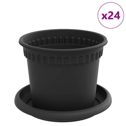 Vasi per Piante 24 pcs Nero Ã˜ 12,5 x 10 cm Plastica