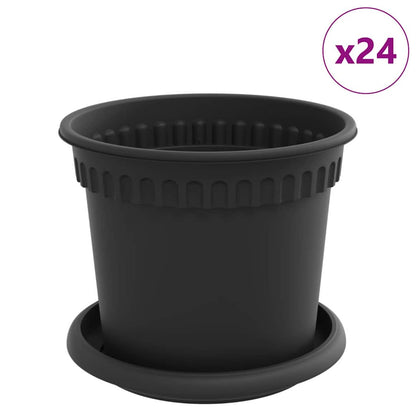 Vasi per Piante 24 pcs Nero Ã˜ 15 x 12 cm Plastica
