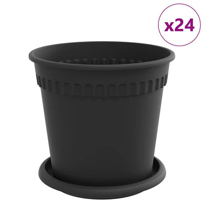 Vasi per Piante 24 pcs Nero Ã˜ 17 x 14 cm Plastica