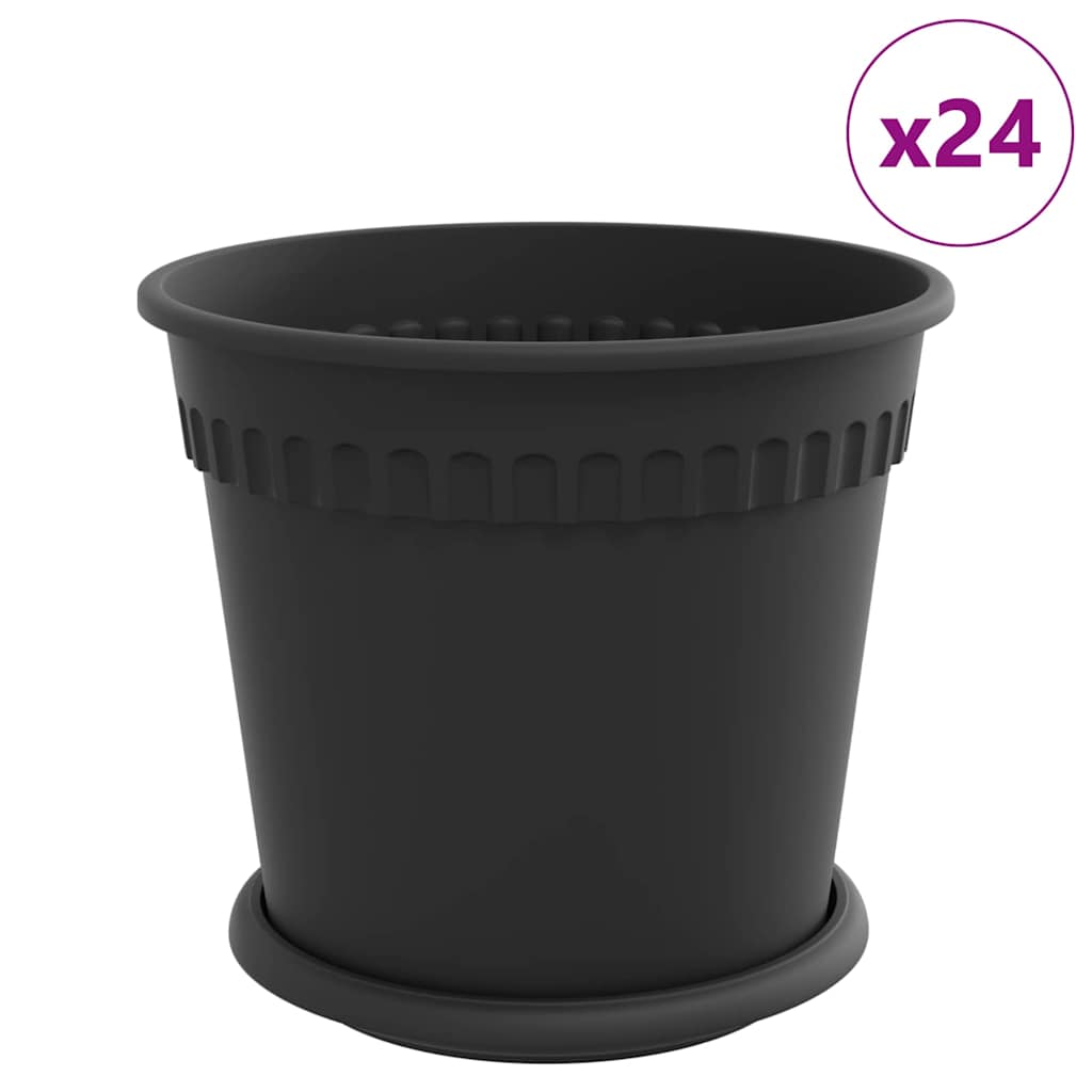 Vasi per Piante 24 pcs Nero Ã˜ 19 x 16 cm Plastica