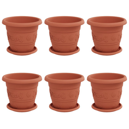 Vasi per Piante 6 pcs Rosso Mattone Ã˜ 26 x 21.5 cm Plastica