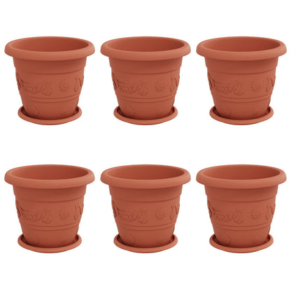 Vasi per Piante 6 pcs Rosso Mattone Ã˜ 26 x 21.5 cm Plastica