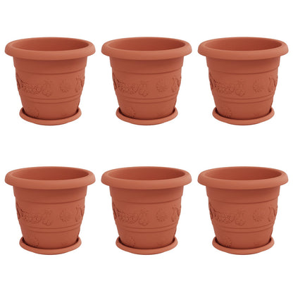 Vasi per Piante 6 pcs Rosso Mattone Ã˜ 26 x 21.5 cm Plastica