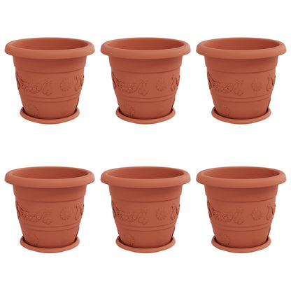 Vasi per Piante 6 pcs Rosso Mattone Ã˜ 26 x 21.5 cm Plastica