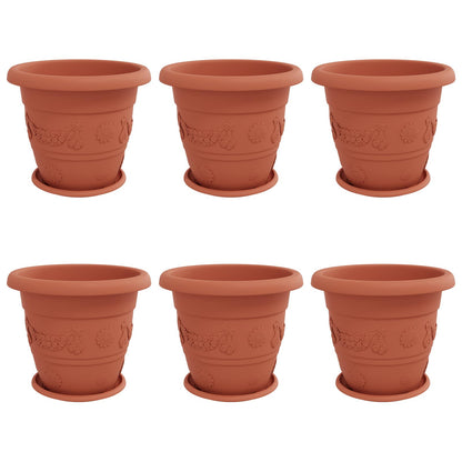 Vasi per Piante 6 pcs Rosso Mattone Ã˜ 26 x 21.5 cm Plastica
