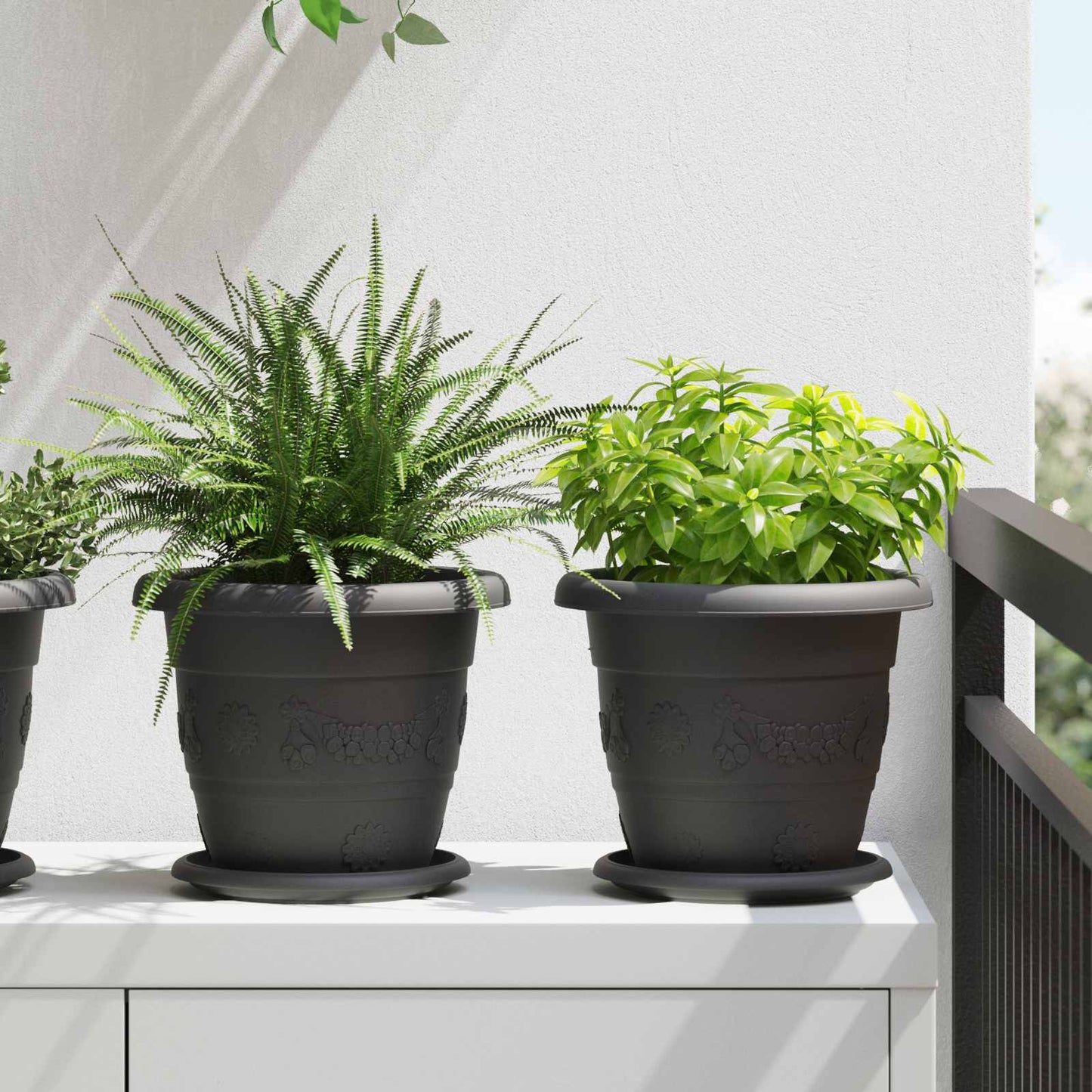 Vasi per Piante 6 pcs Nero Ã˜ 26 x 21.5 cm Plastica