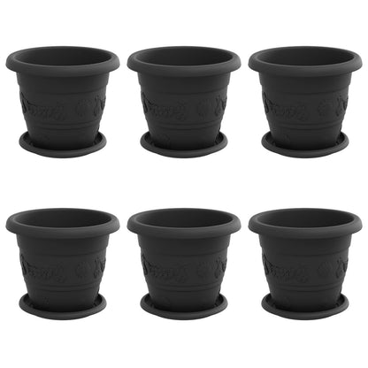 Vasi per Piante 6 pcs Nero Ã˜ 26 x 21.5 cm Plastica