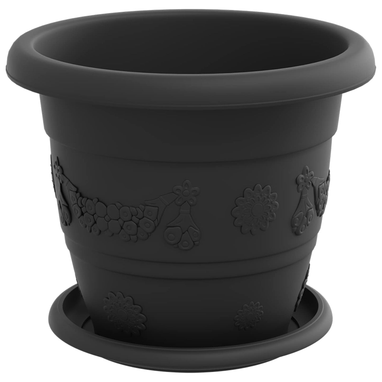 Vasi per Piante 6 pcs Nero Ã˜ 26 x 21.5 cm Plastica