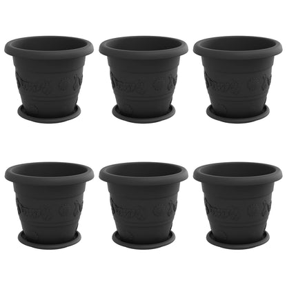 Vasi per Piante 6 pcs Nero Ã˜ 26 x 21.5 cm Plastica