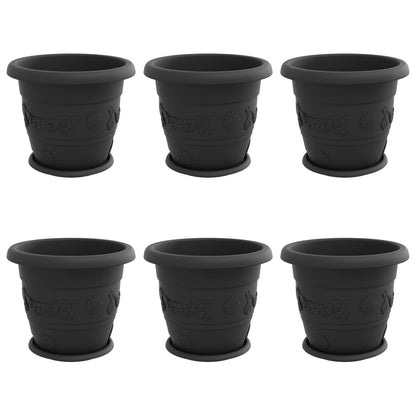 Vasi per Piante 6 pcs Nero Ã˜ 26 x 21.5 cm Plastica