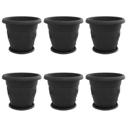 Vasi per Piante 6 pcs Nero Ã˜ 26 x 21.5 cm Plastica