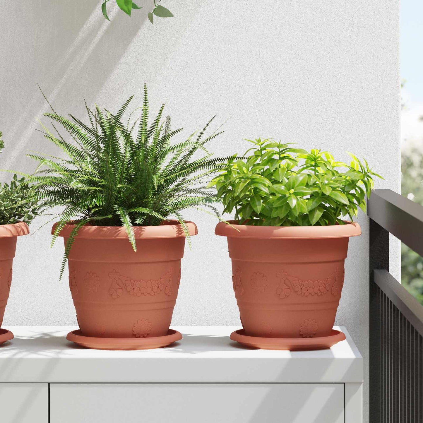 Vasi per Piante 24 pcs Rosso Mattone Ã˜ 26 x 21.5 cm Plastica