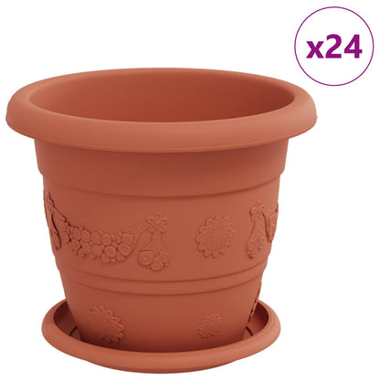 Vasi per Piante 24 pcs Rosso Mattone Ã˜ 26 x 21.5 cm Plastica