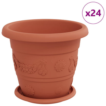 Vasi per Piante 24 pcs Rosso Mattone Ã˜ 26 x 21.5 cm Plastica