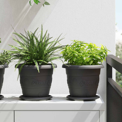 Vasi per Piante 24 pcs Nero Ã˜ 26 x 21.5 cm Plastica