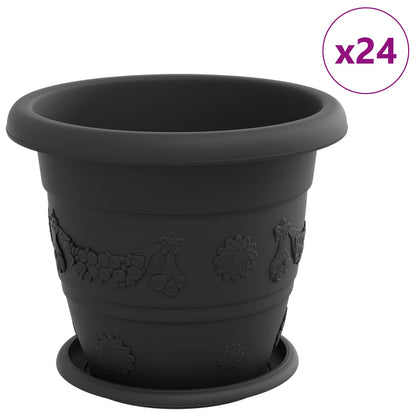 Vasi per Piante 24 pcs Nero Ã˜ 26 x 21.5 cm Plastica