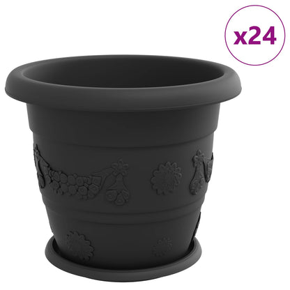 Vasi per Piante 24 pcs Nero Ã˜ 26 x 21.5 cm Plastica