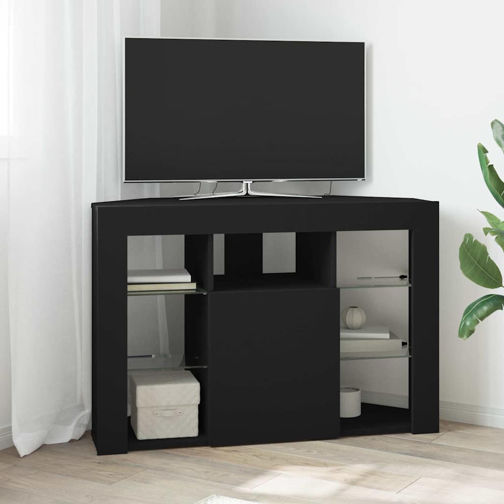 Mobile TV LED Angolare Nero 100x40x68cm Legno multistrato