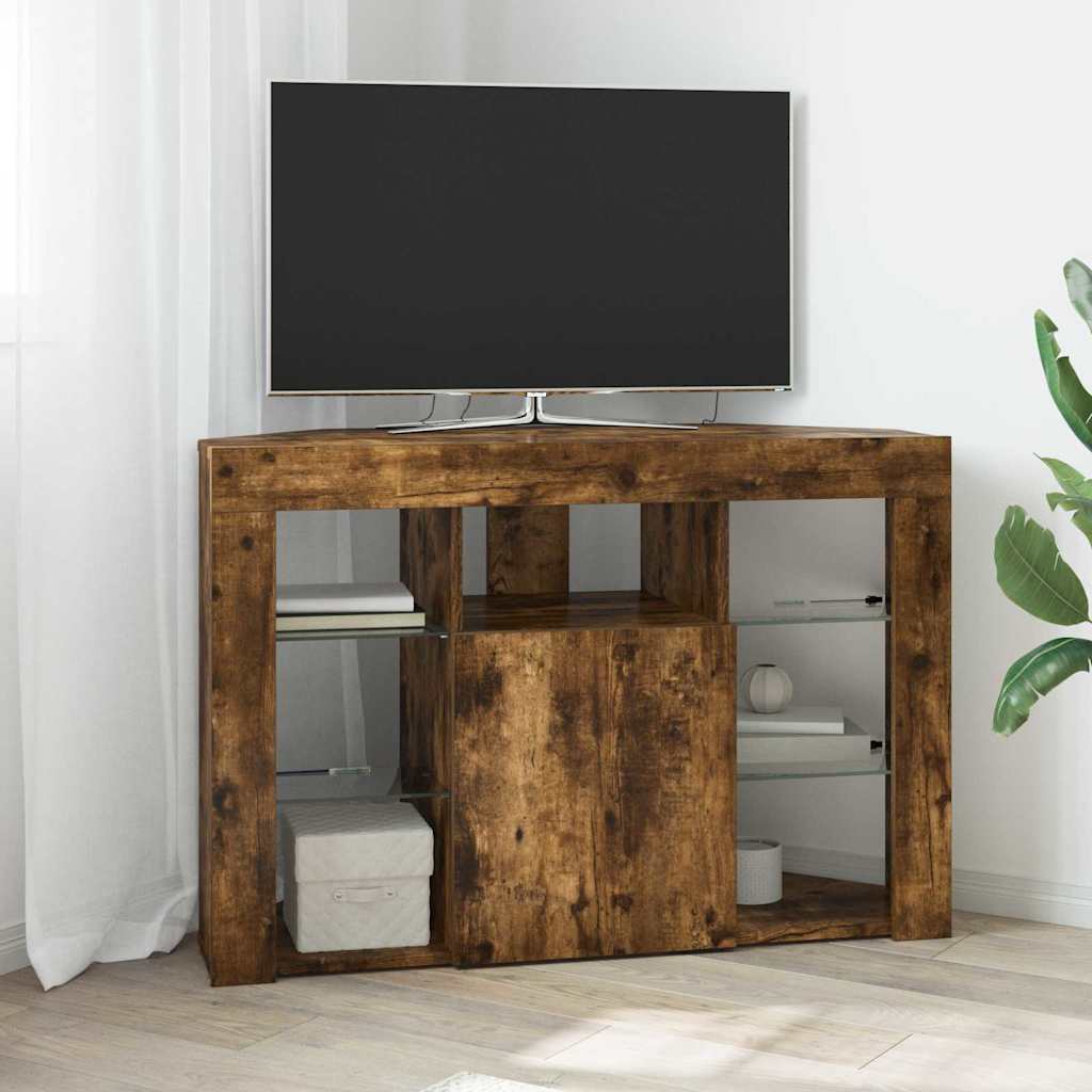 Mobile TV LED Angolare Rovere fumÃ© 100x40x68cm