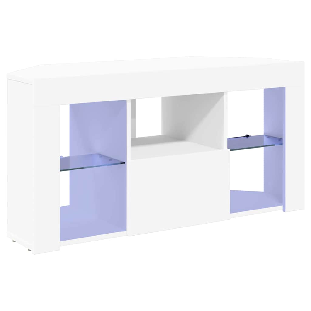 Mobile TV LED Angolare Bianco 100 x 40 x 50 cm
