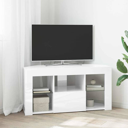 Mobile TV LED Angolare Bianco ad Alto Lucido 100 x 40 x 50 cm