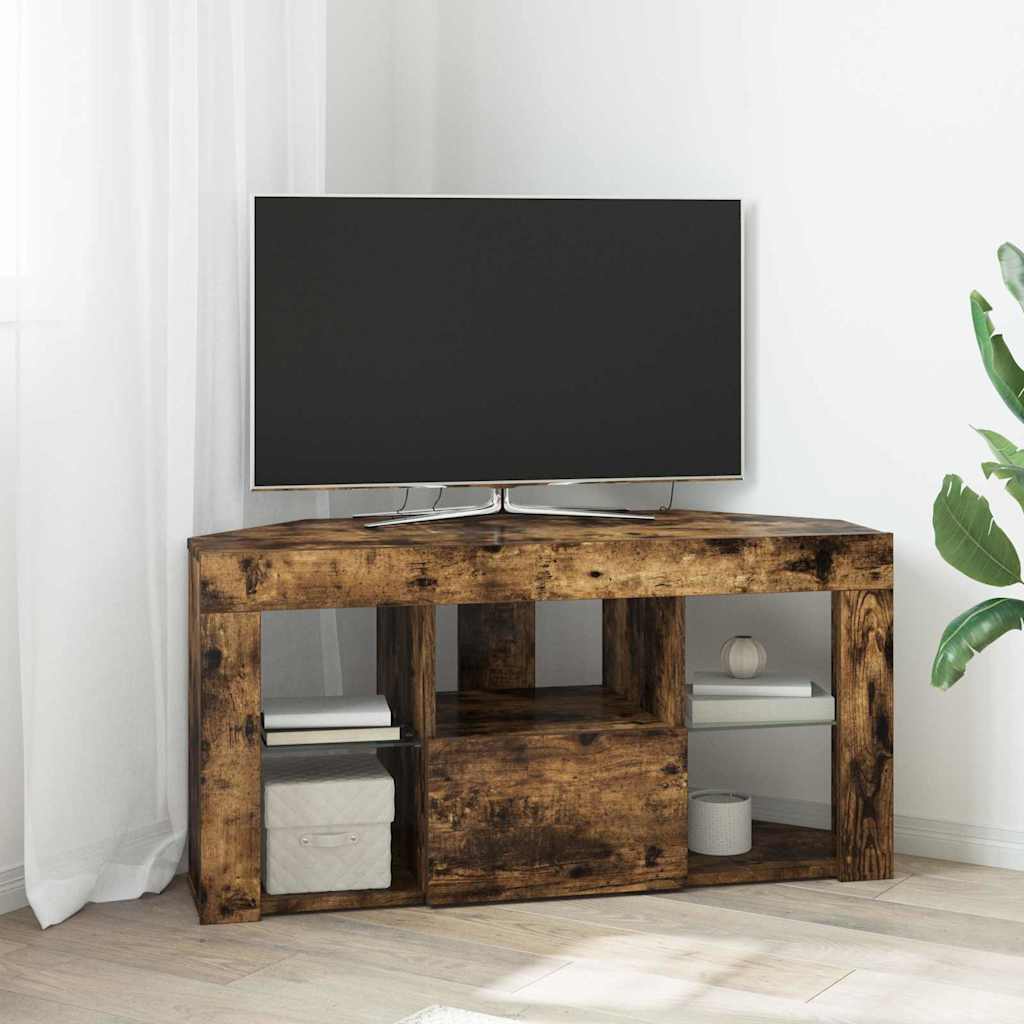 Mobile TV LED Angolare Rovere fumÃ© 100 x 40 x 50 cm