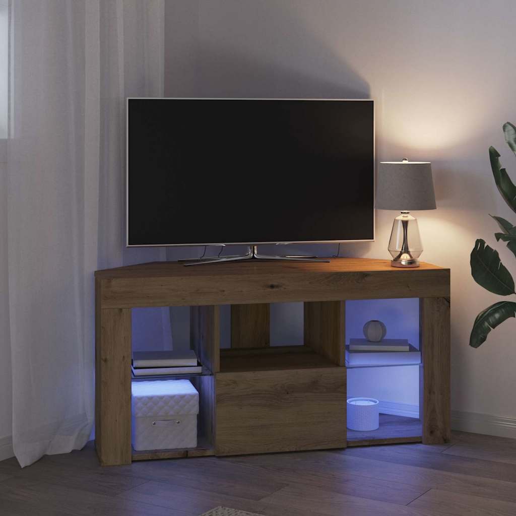 Mobile TV LED Angolare Rovere artigianale 100 x 40 x 50 cm