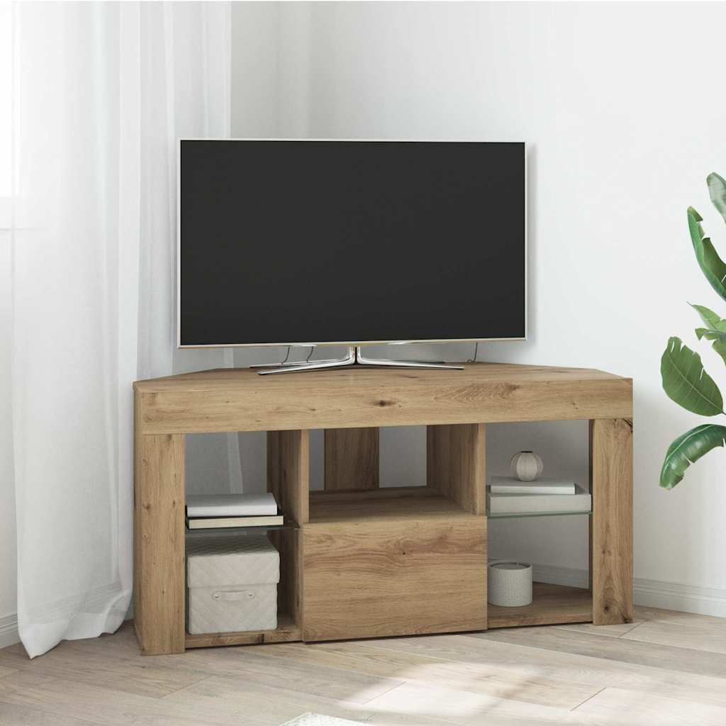 Mobile TV LED Angolare Rovere artigianale 100 x 40 x 50 cm