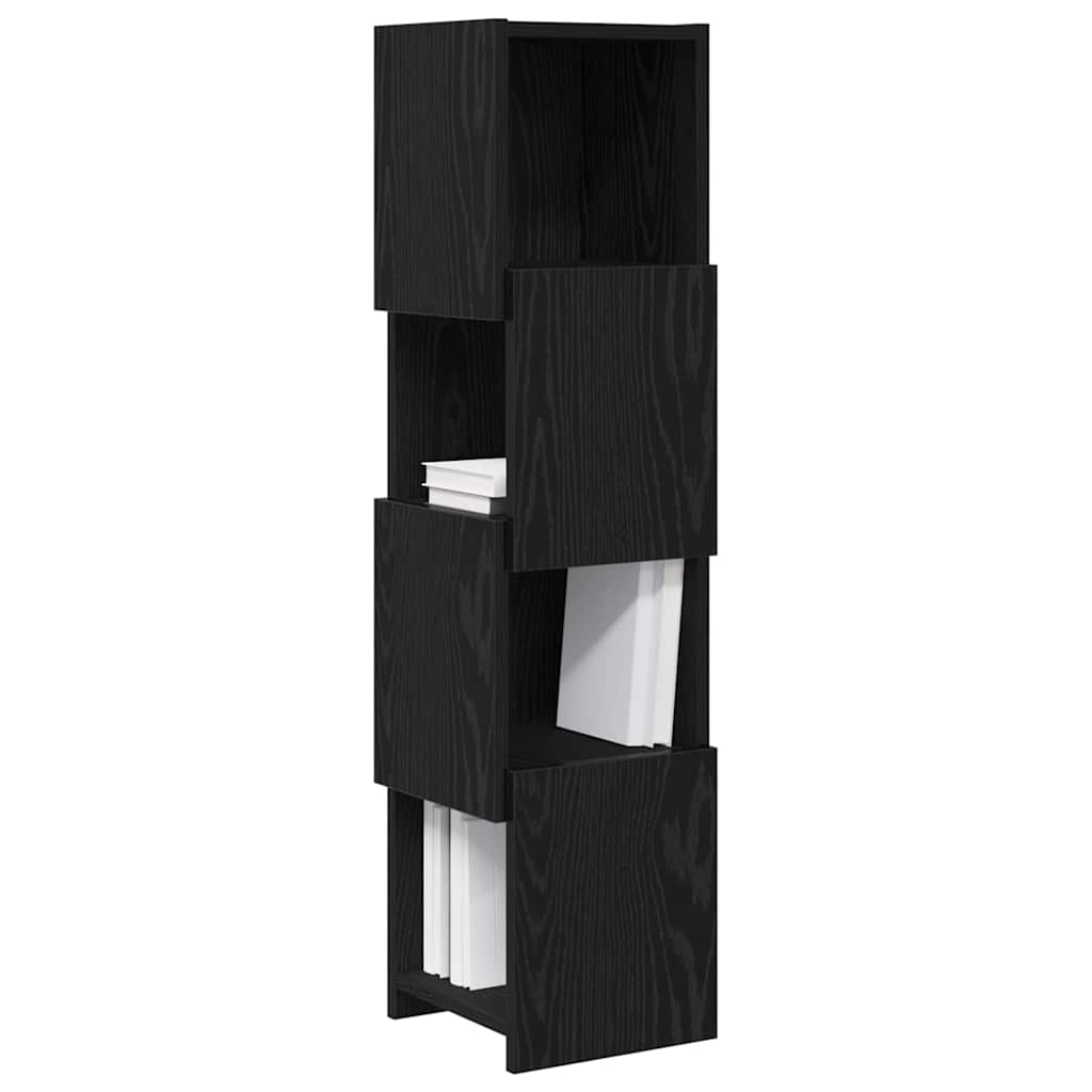 Mobile angolare Rovere Nero 25,5x25x102cm Legno multistrato